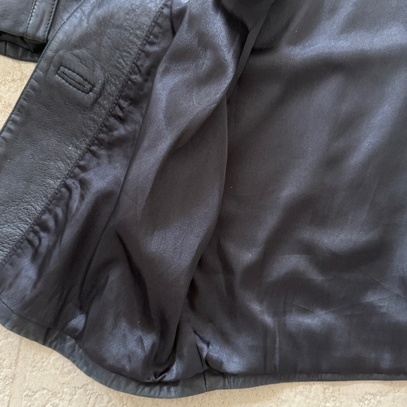 Preston & York Lambskin Black Leather Mid Length Coat size Large - Picture 5 of 16